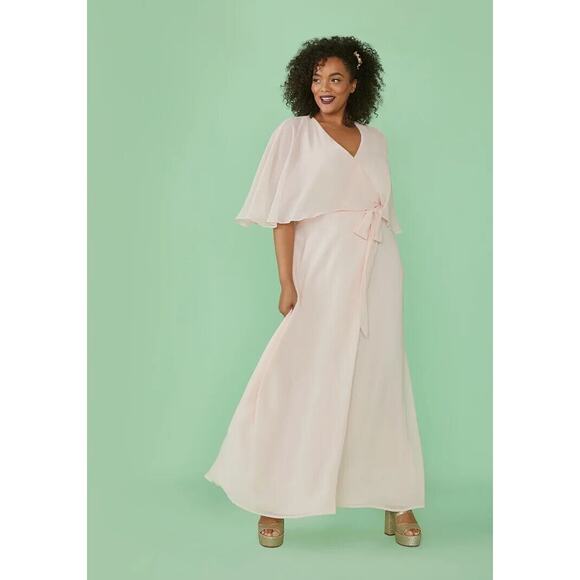 ModCloth Wrapped in Rapture Maxi Dress Lined Chiffon Pink Women's Large NWT - Picture 2 of 12